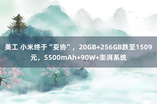 美工 小米终于“妥协”，20GB+256GB跌至1509元，5500mAh+90W+澎湃系统