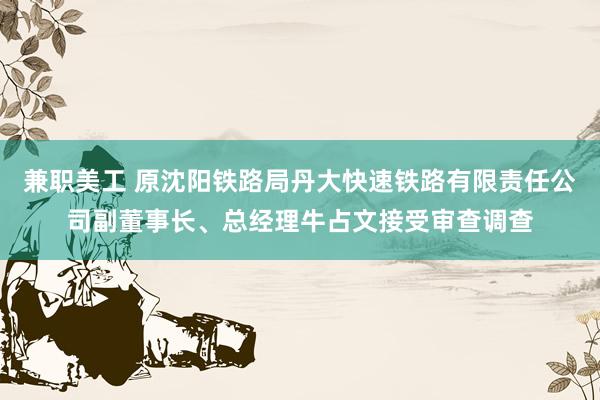 兼职美工 原沈阳铁路局丹大快速铁路有限责任公司副董事长、总经理牛占文接受审查调查