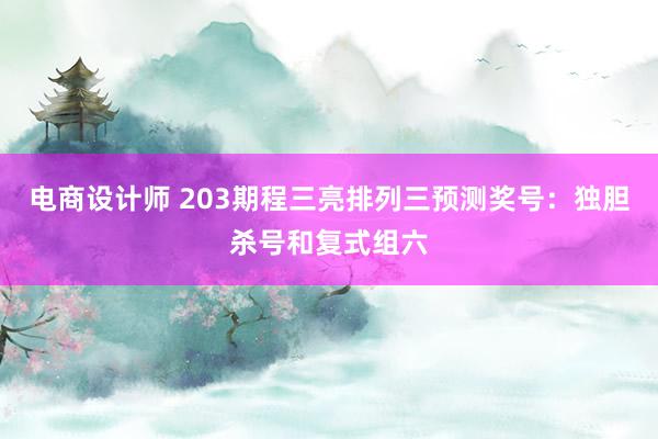 电商设计师 203期程三亮排列三预测奖号：独胆杀号和复式组六