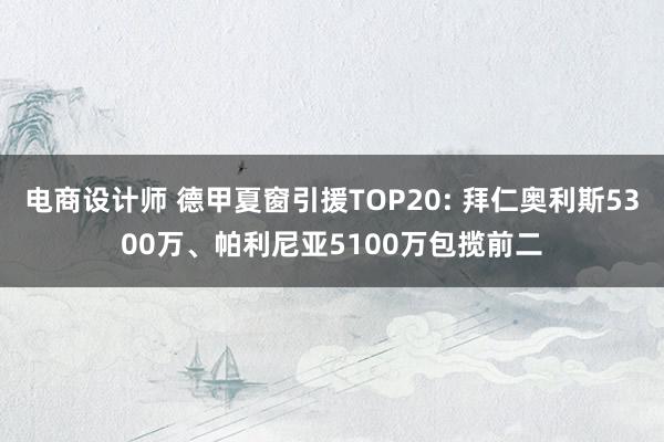 电商设计师 德甲夏窗引援TOP20: 拜仁奥利斯5300万、帕利尼亚5100万包揽前二