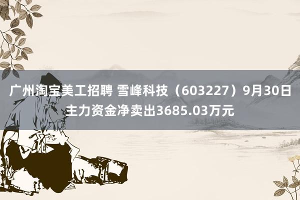 广州淘宝美工招聘 雪峰科技（603227）9月30日主力资金净卖出3685.03万元